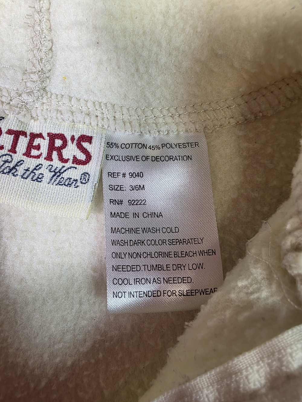 Vintage Carter’s Baby Hoodie Jacket 3-6M Cream Zip Y2K Logo - Picture 8 of 8